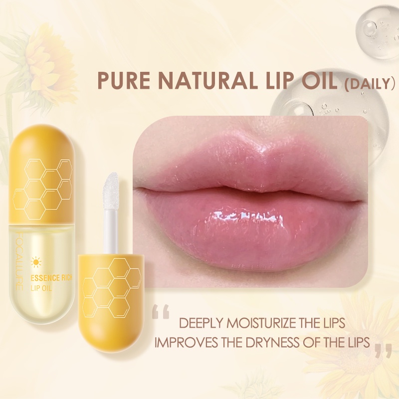 Focallure Pure Natural Lip Oil Soften Moisturized Repaired Wrinkles Multi Uses Lip Tint Water 5489