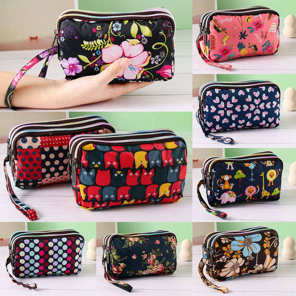 QENGJERNG2394 Party Card Holder Coin Purse Mini Handbag Waterproof Canvas Small Clutch Women Flower Wallet Cell Phone Bags