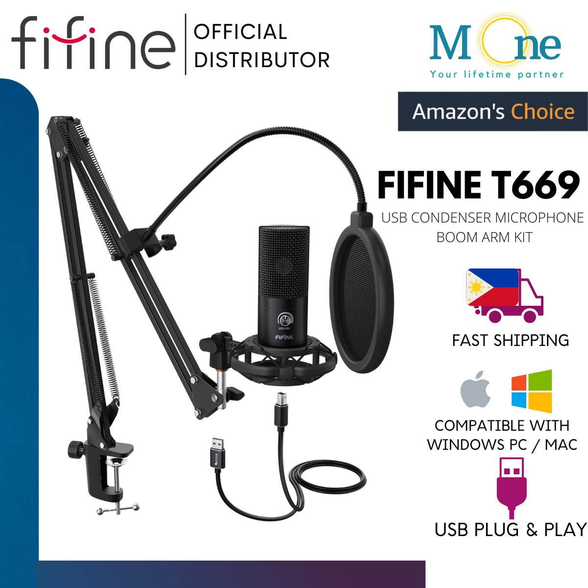 Fifine T669 Professional Studio Cardioid Condenser USB Microphone