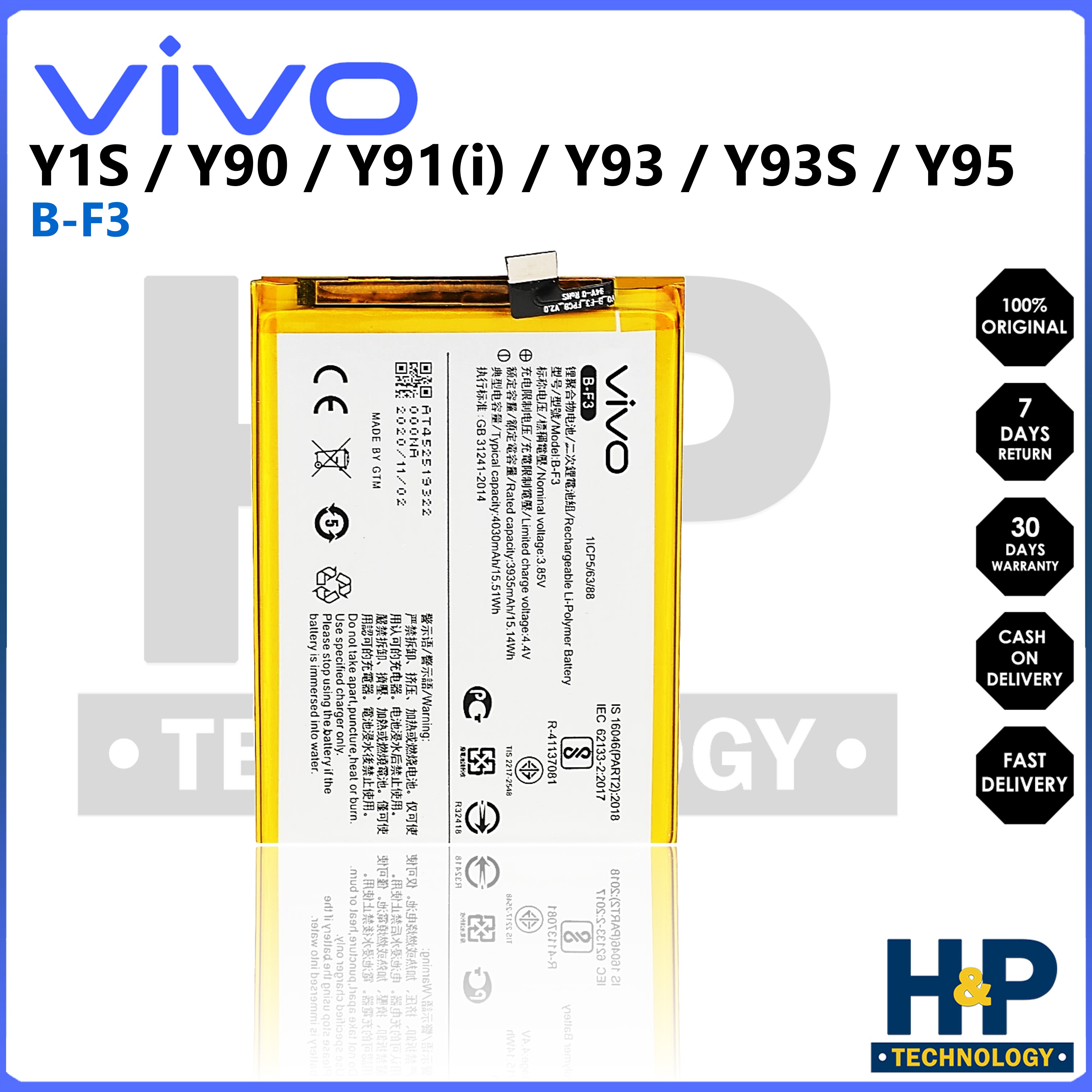 vivo y1s battery model