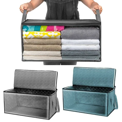 Blue's Shop 1PC Home Storage Non Woven Foldable Clothes Storage Organizer Box Stackable Bins Portable Closet Blanket Quilt