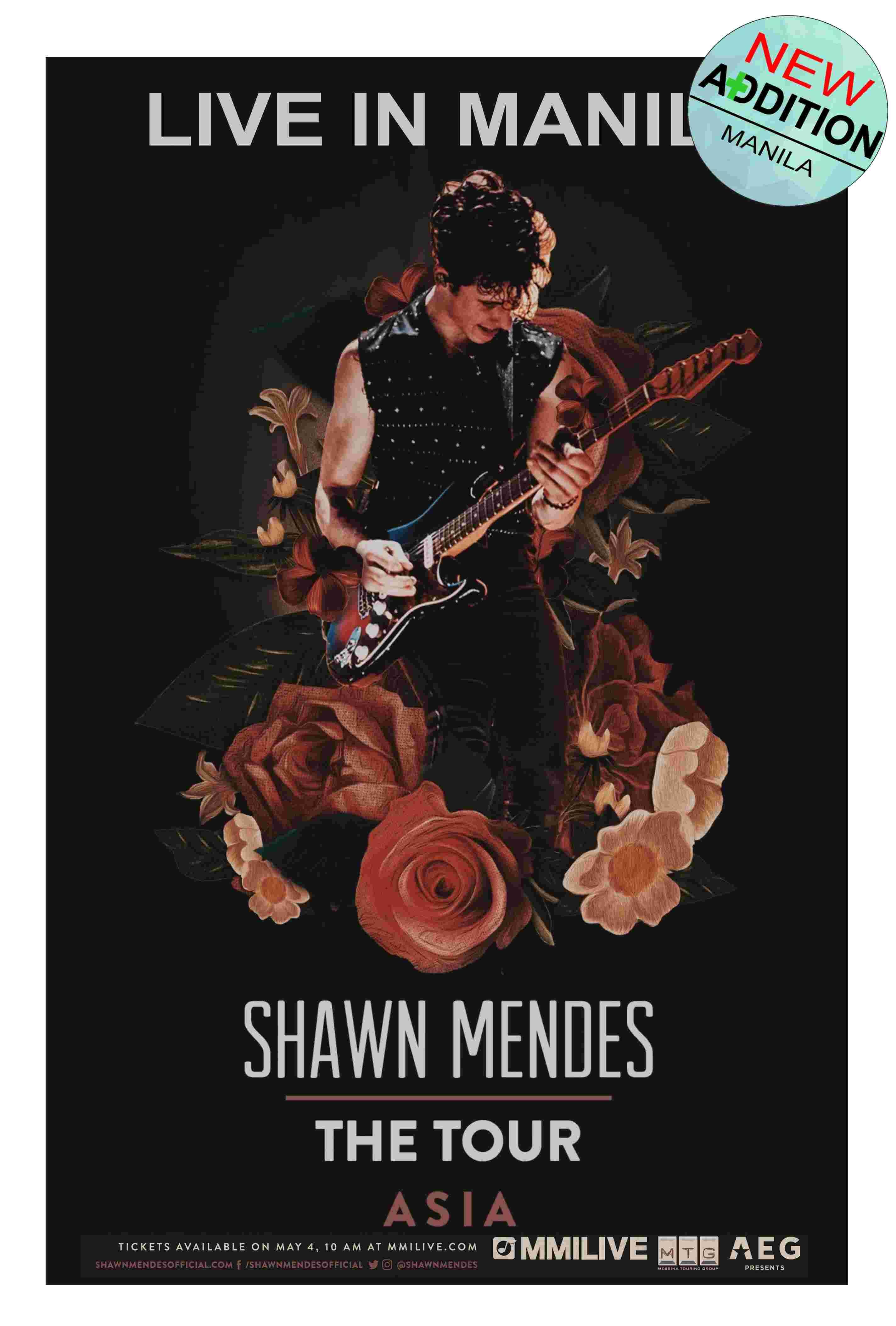 SHAWN MENDES MANILA CONCERT POSTER Glossy Paper LARGE 33cm X 50cm