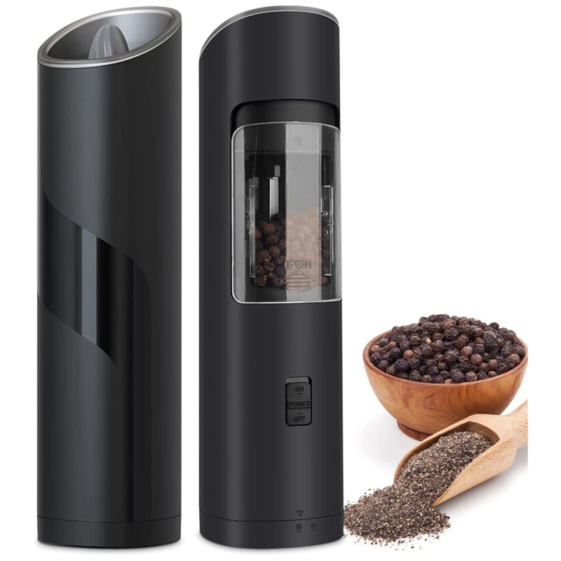 2Pack Electric Salt and Pepper Mill Set, Battery Powered Gravity Pepper