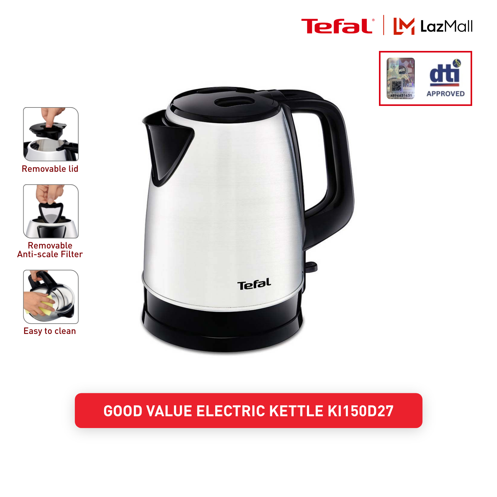 Tefal Good Value Electric Kettle KI150D27 cups