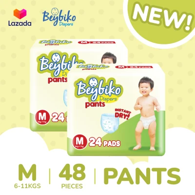 Beybiko Diaper Pants Medium(6-11 kg) - 24pcs x 2 packs(48 pcs) - Pants Diapers