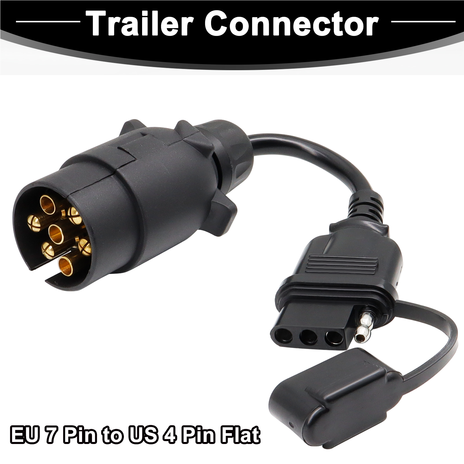 EU to US Trailer Light Converter 7 Pin Round Adapter European Trailer