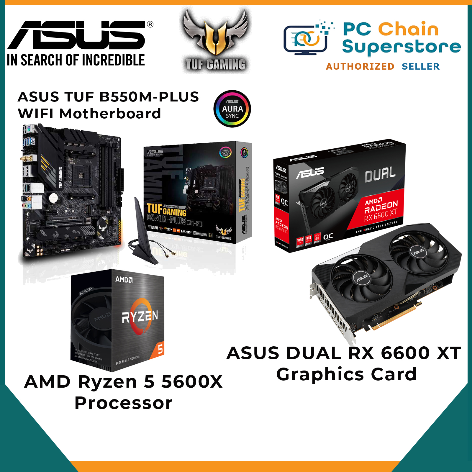 AMD Ryzen 5 5600X AM4 Processor + ASUS TUF Gaming B550M-PLUS