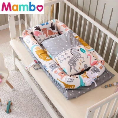 Baby Newborn Crib Set With Pillow and Blanket Bed Snuggle Nest For Newborn Infant Travel Bed Baby Cosleeper Bed