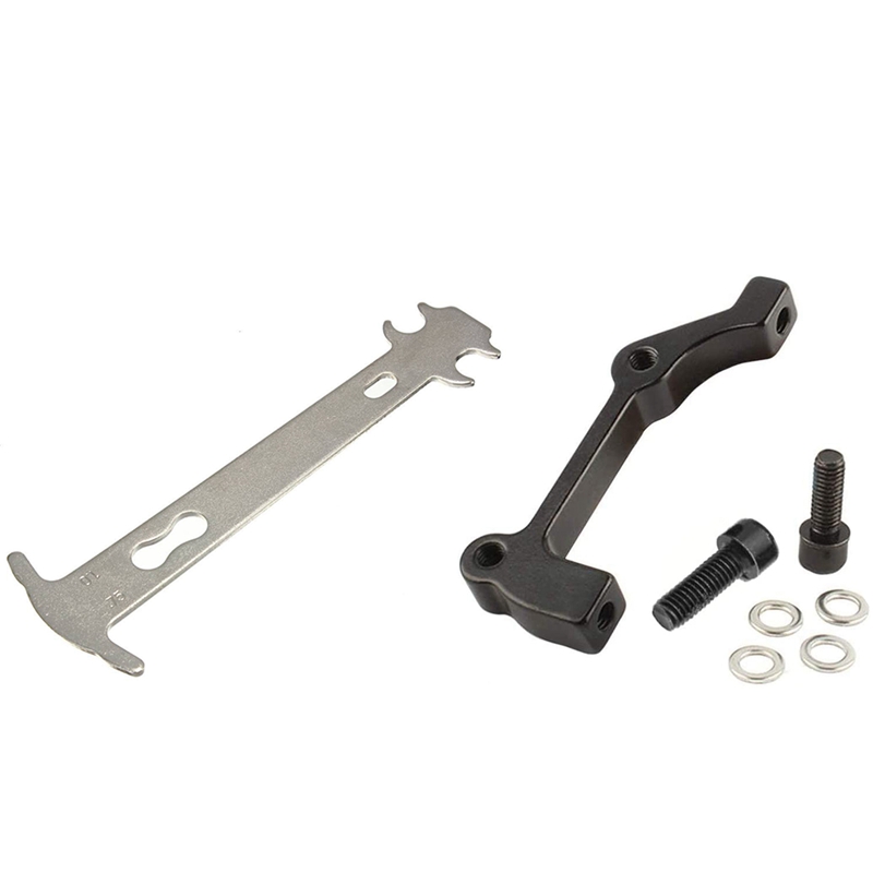 1 Pcs Bike Chain Ruler for Measuring Chain Wear Degree & 1 Pcs Disc Brake Caliper Mount Adapter Gear Parts Accessories