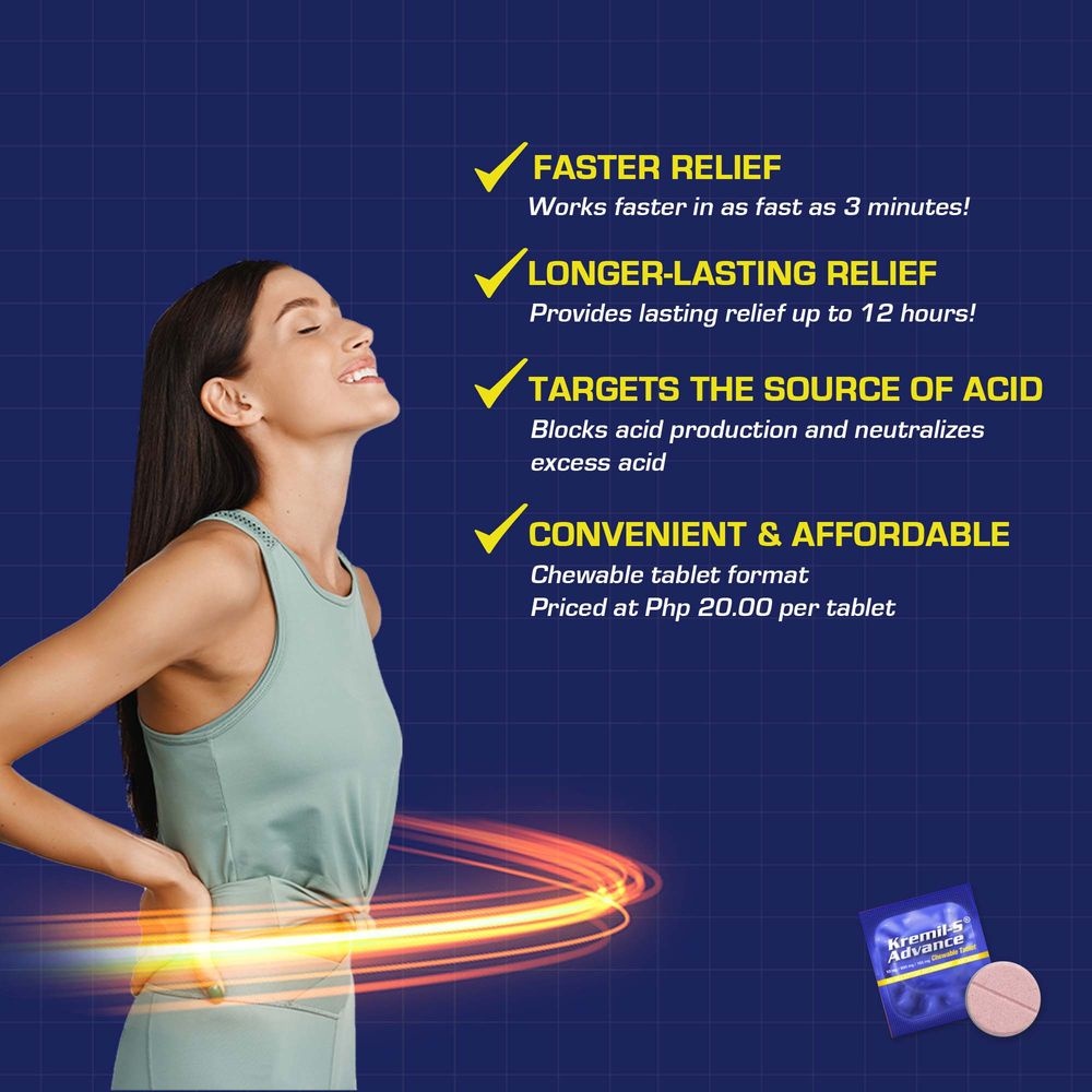 Unilab KremilS Advance Antacid 12 TabletsFor Faster Lasting Relief of