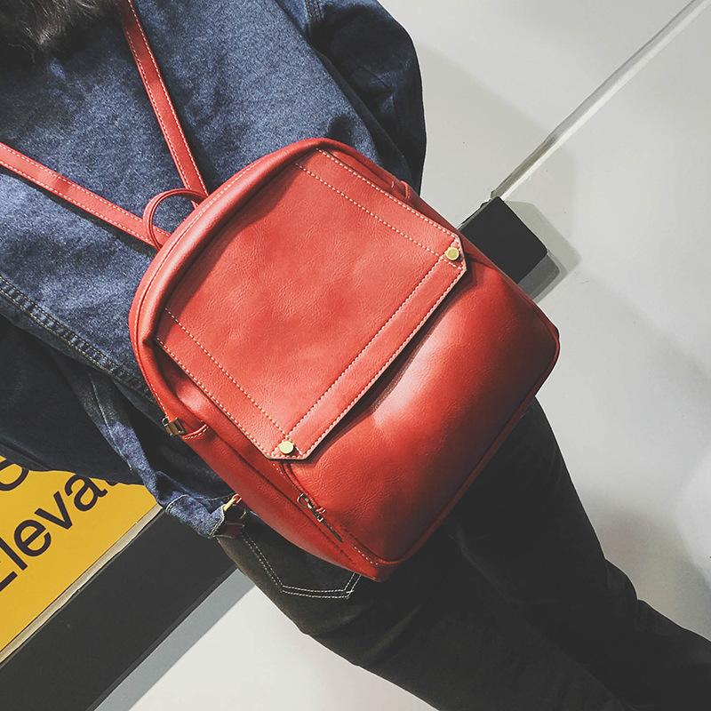 Korean Backpack Women Bag 2026.Leather Korean Backpack Vintage Leather Backpack Minimalist Backpack ...