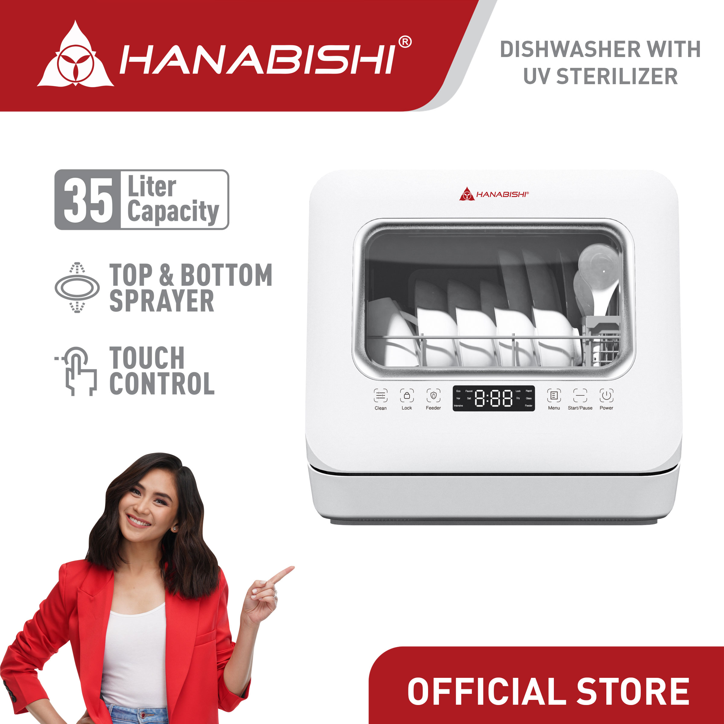 Hanabishi Dish Washer With UV Sterilizer HDISHWASH35UV Lazada PH