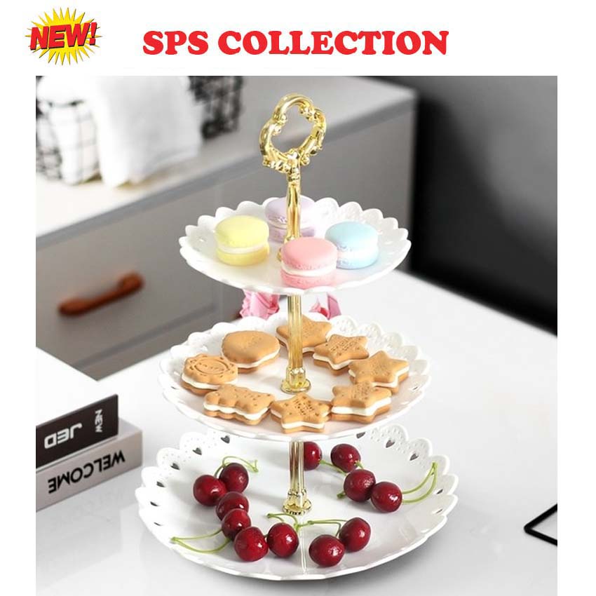 DI EP_ 3-Tier Wedding Birthday Party Cake Plate Stand Tray Cupcake Display Towe 