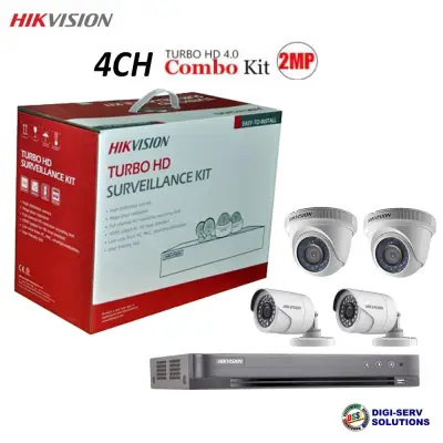 Hikvision TVI-4CH2D2B-2MP 1080P 4CH HDTVI Combo (DS-7204HQHI-K1, DS-2CE16D0T-IRPF x 2, DS-2CE56D0T-IRPF x 2)