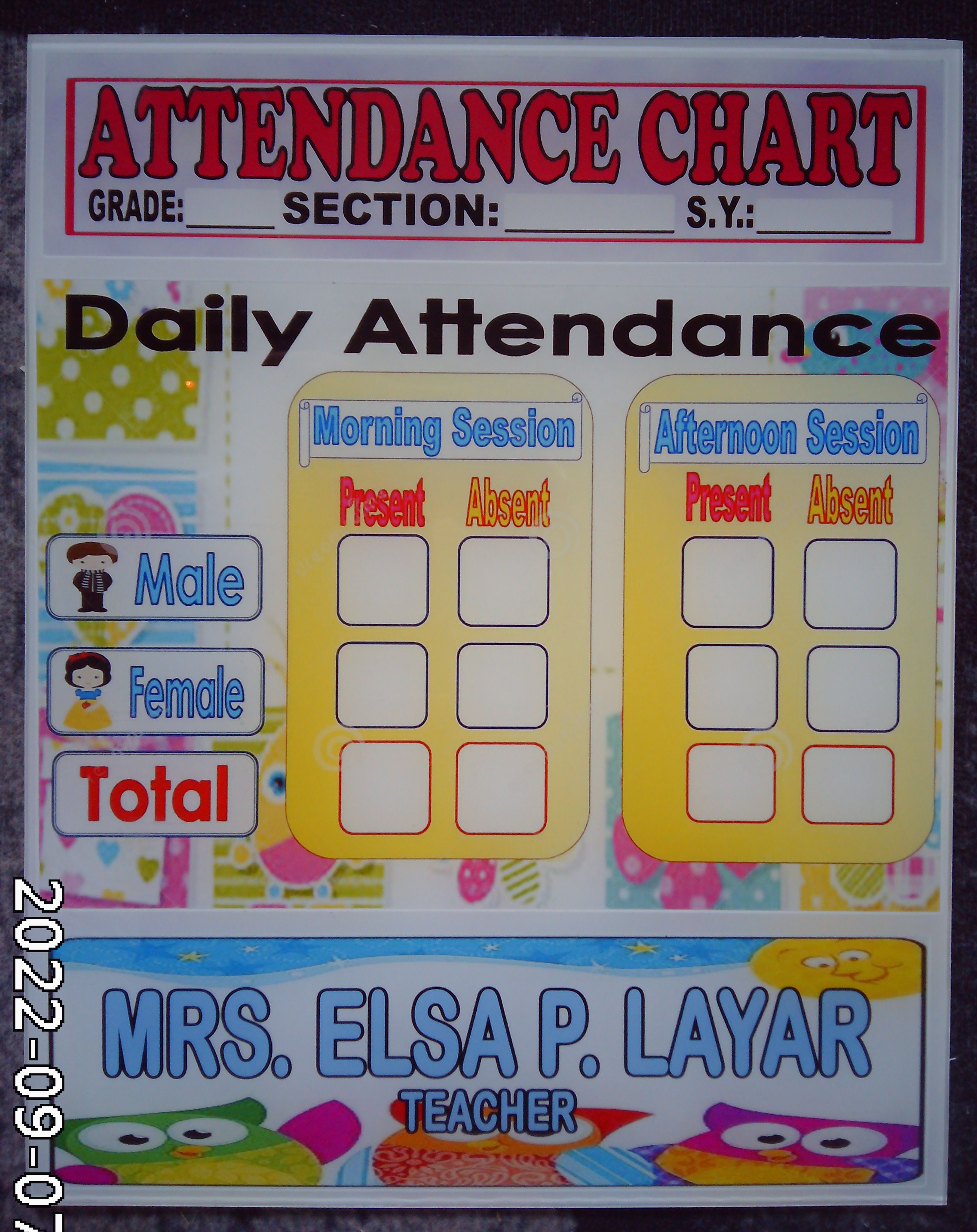 Attendance Chart Accrylic Poly Glass 14x11 Lazada Ph