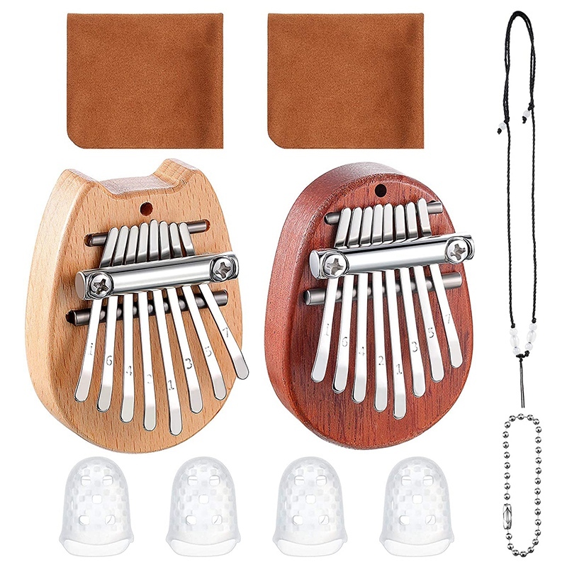 8 Keys Mini Kalimba Thumb Piano Finger Piano Set with Lanyard and Finger Protector,for Kids and Adults Beginners