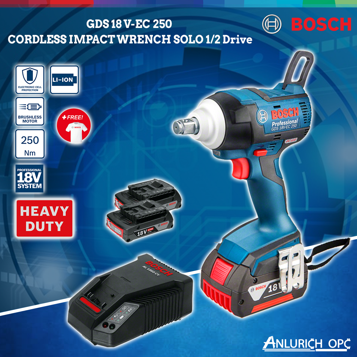 GDS 18 VEC 250 CORDLESS IMPACT WRENCH 1/2 Drive Lazada PH