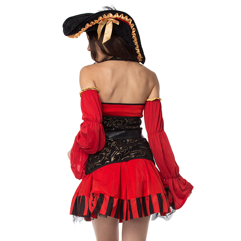 Ladies Ahoy Matey High Seas Pirate Wench Costume Adults Caribbean Fancy Dress Womens Buccaneer 7836