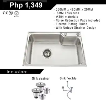 Ruvati Kitchen Stainless Steel Sink 56x42x20 Complete Fittings