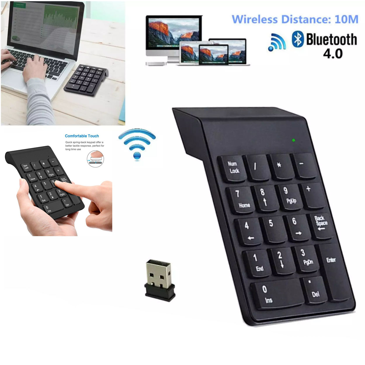 Digital Keyboard for Laptop Wireless Number Pads 18 Keys Bluetooth Numeric Keypad with Auto Sleep Function 
