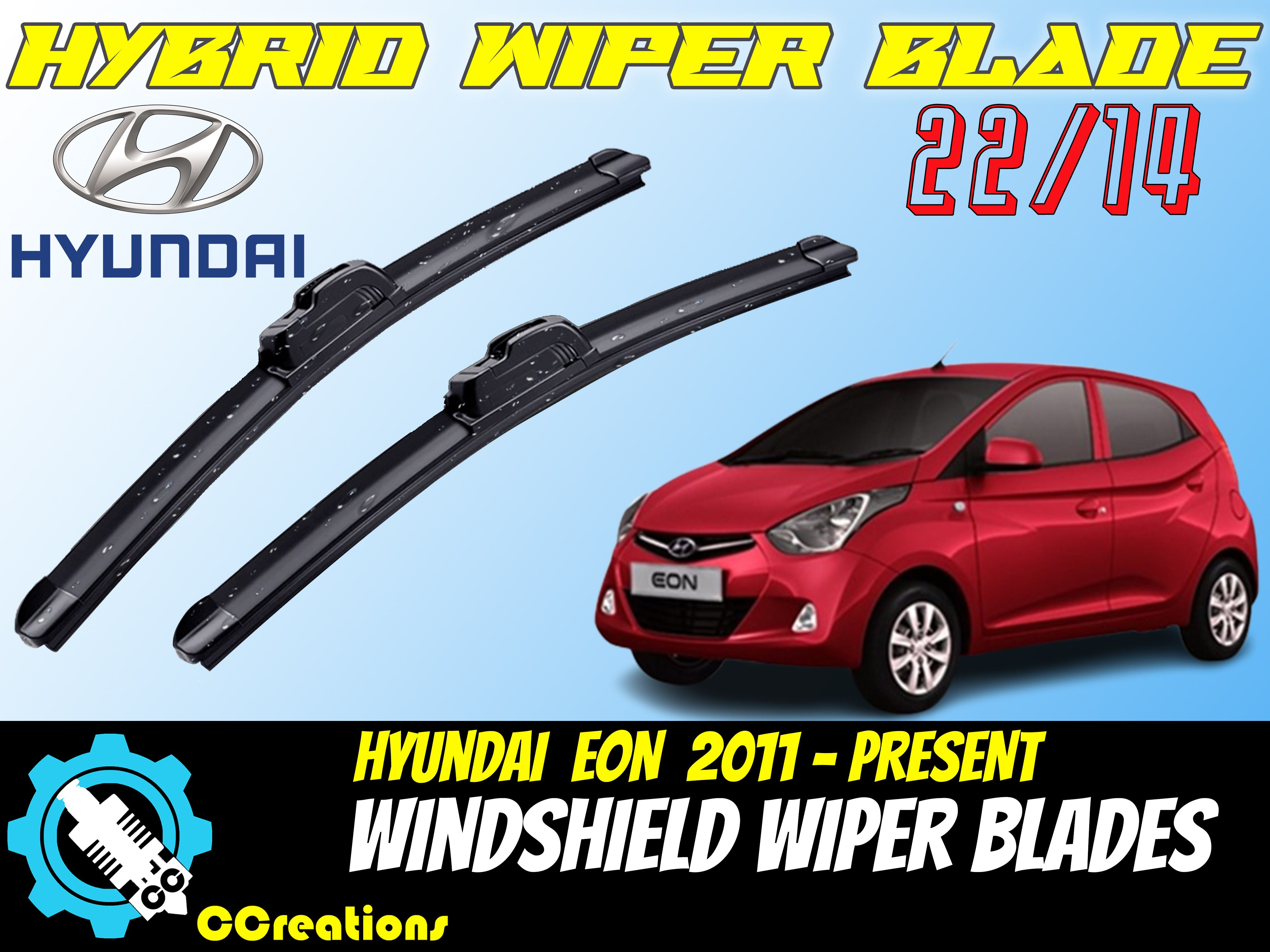 HYUNDAI EON 2011PRESENT FRAMLESS BANANA TYPE CAR WIPER BLADE (22/14