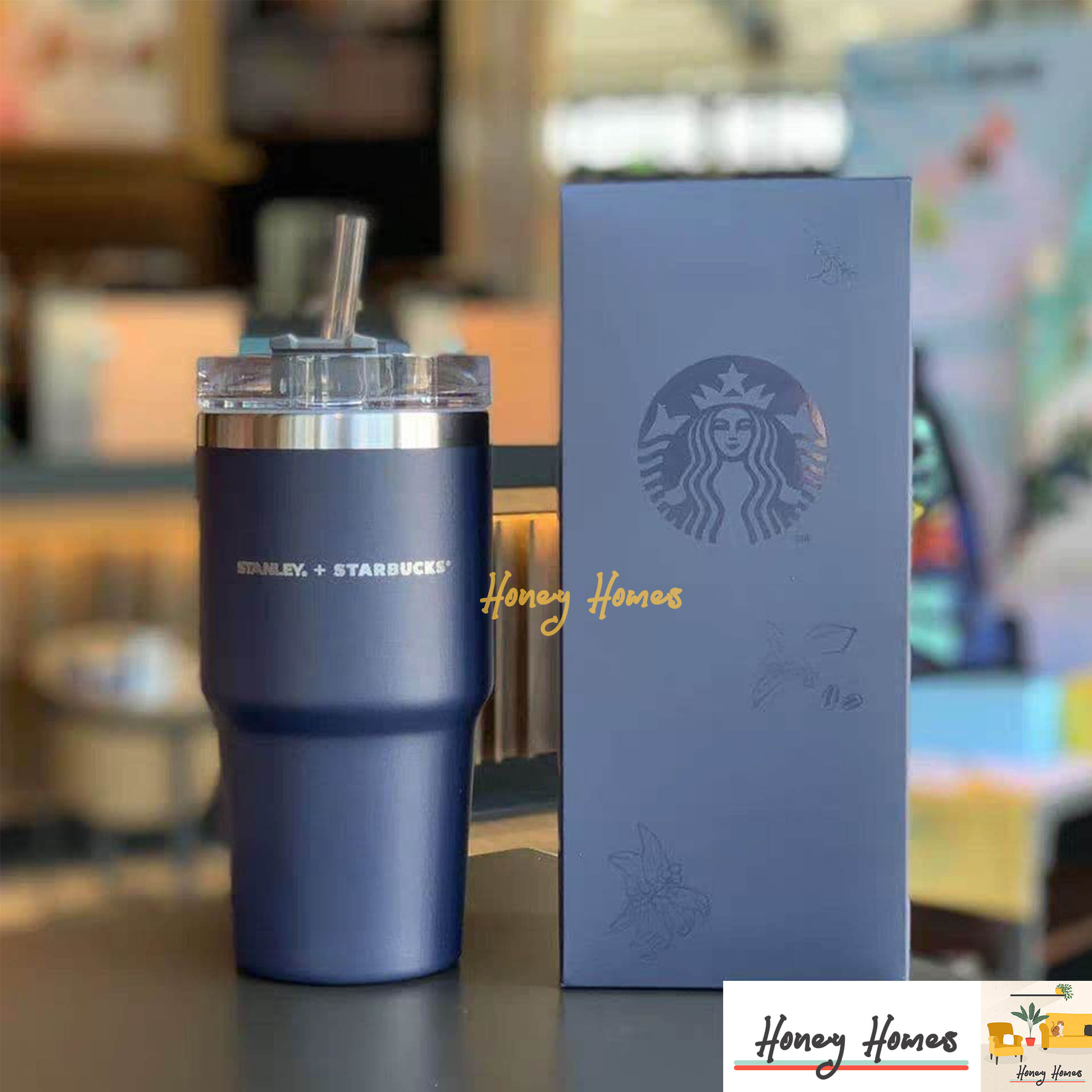 US$ 73.99 - Starbucks 2021 Taiwan Stanley Navy Blue 20oz Cup Tumbler -  m.