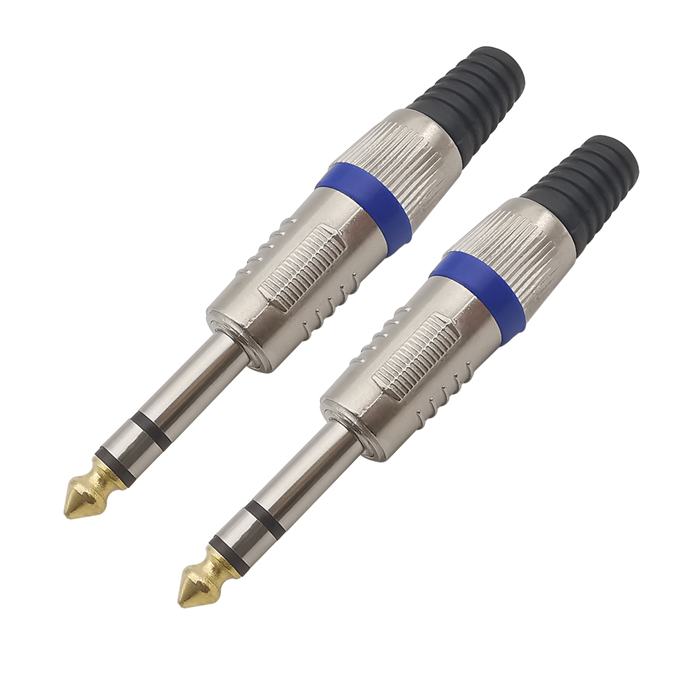 6.35mm 3 Poles Stereo Male Plug Soldering Wire Connector Amplifier