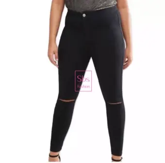 plus size black ripped jeans