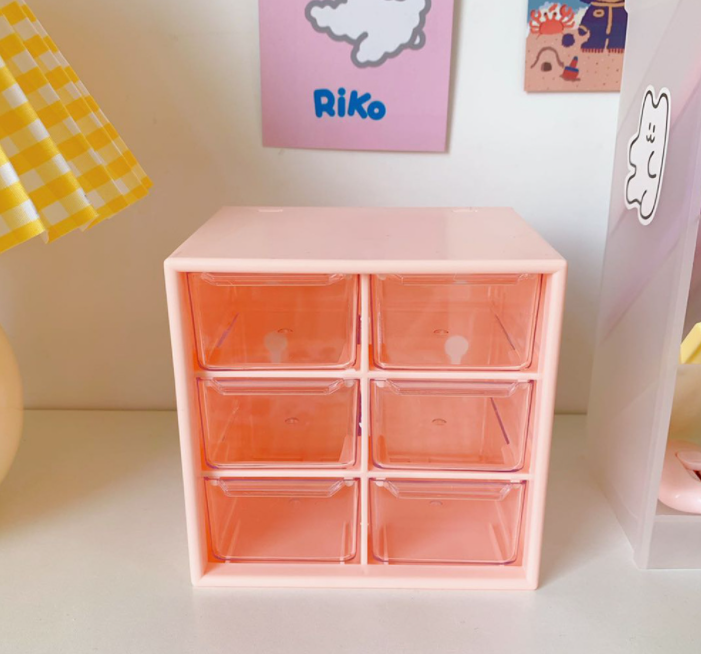 Korea INS NINE grid net red drawer box girl heart students multi