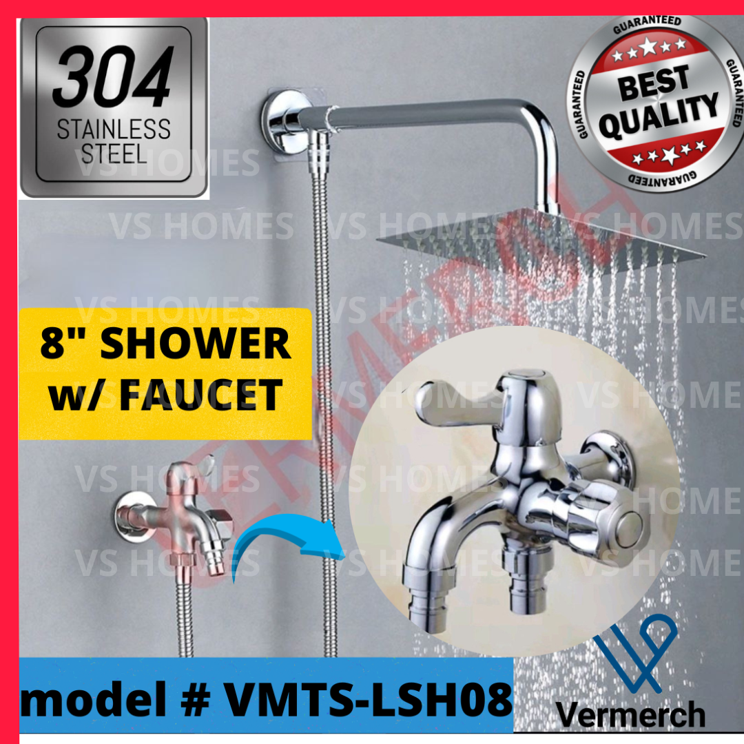 Vermerch Original 8" Shower Set 304 Stainless Steel Complete Set, with