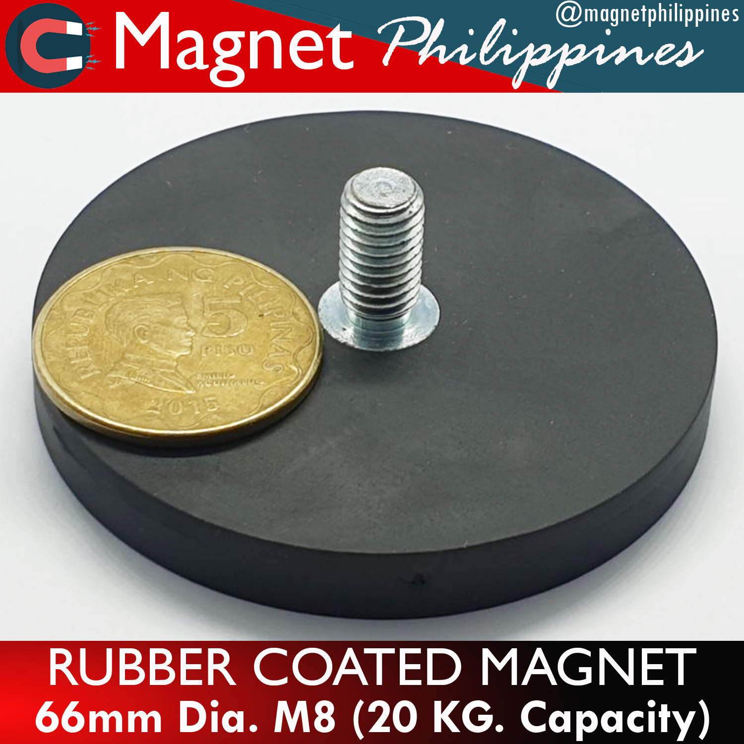 N52 Neodymium RUBBER COATED Strong Pot Magnet Variations (D22mm / D34mm ...
