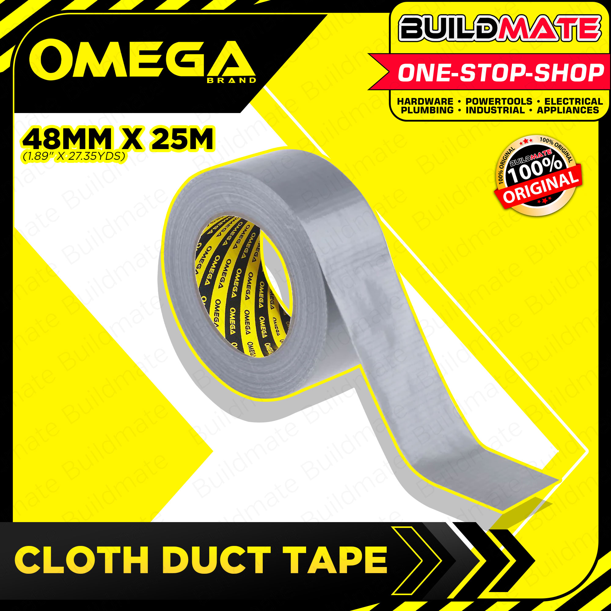 OMEGA INDUSTRIAL GRADE Cloth Duct Tape 48mm x 25m Adhesive Tape Office