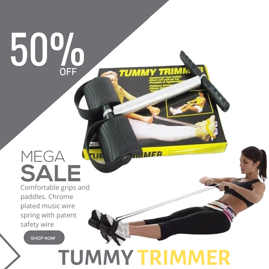 Tummy Trimmer Single Spring & 8 Shaper Resistance Band Gym