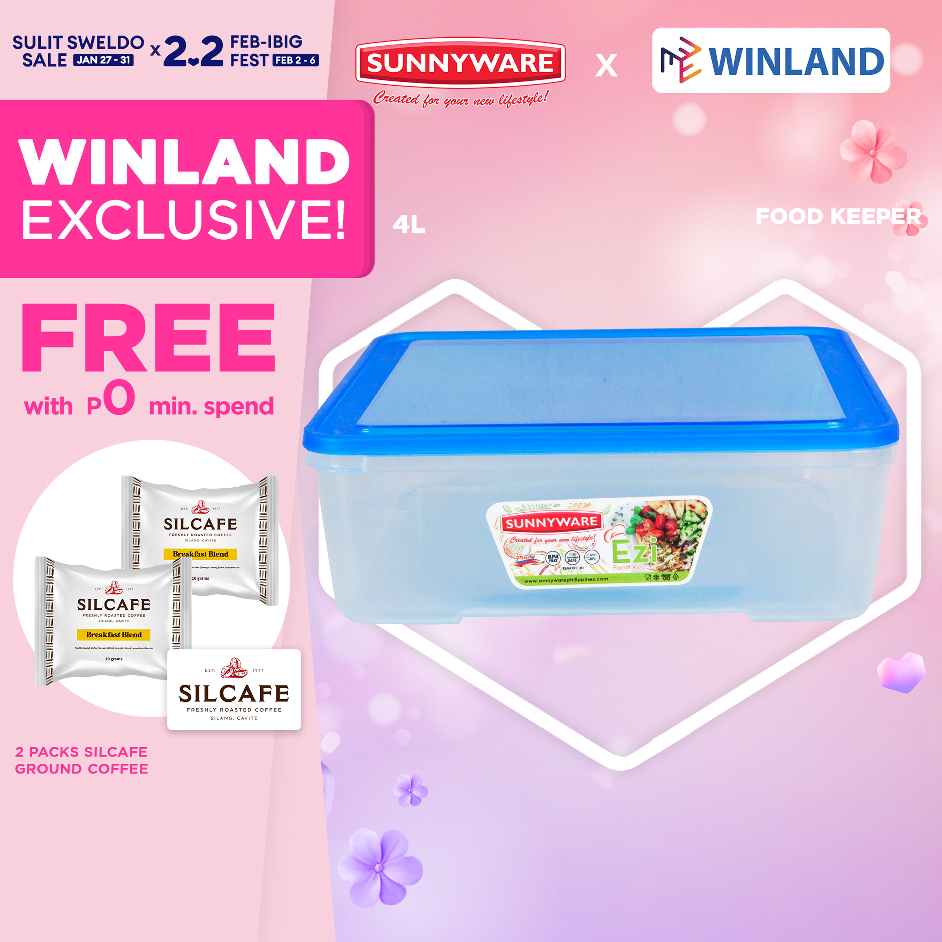 Powder Container Sunnyware SUNNYWARE by Winland 4L | 4000mL EZI Food Saver Keeper Storage ...
