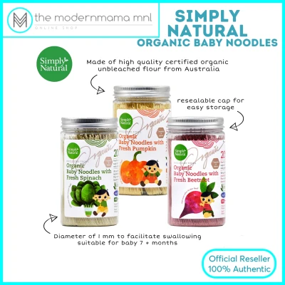 Simply Natural Organic Baby Noodles (Spinach, Pumpkin, Beetroot Flavor Noodles) for baby led weaning, toddlers 6 months +