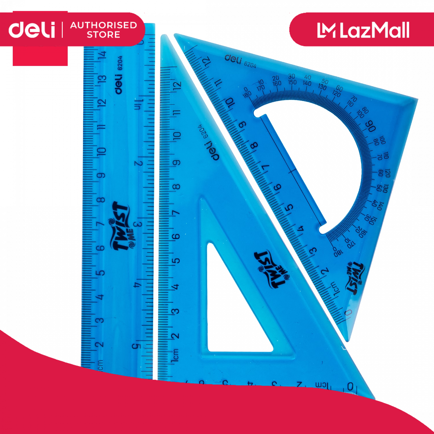 Deli School Supplies Soft Ruler Set 15cm Ruler & 13cm Triangle 6204