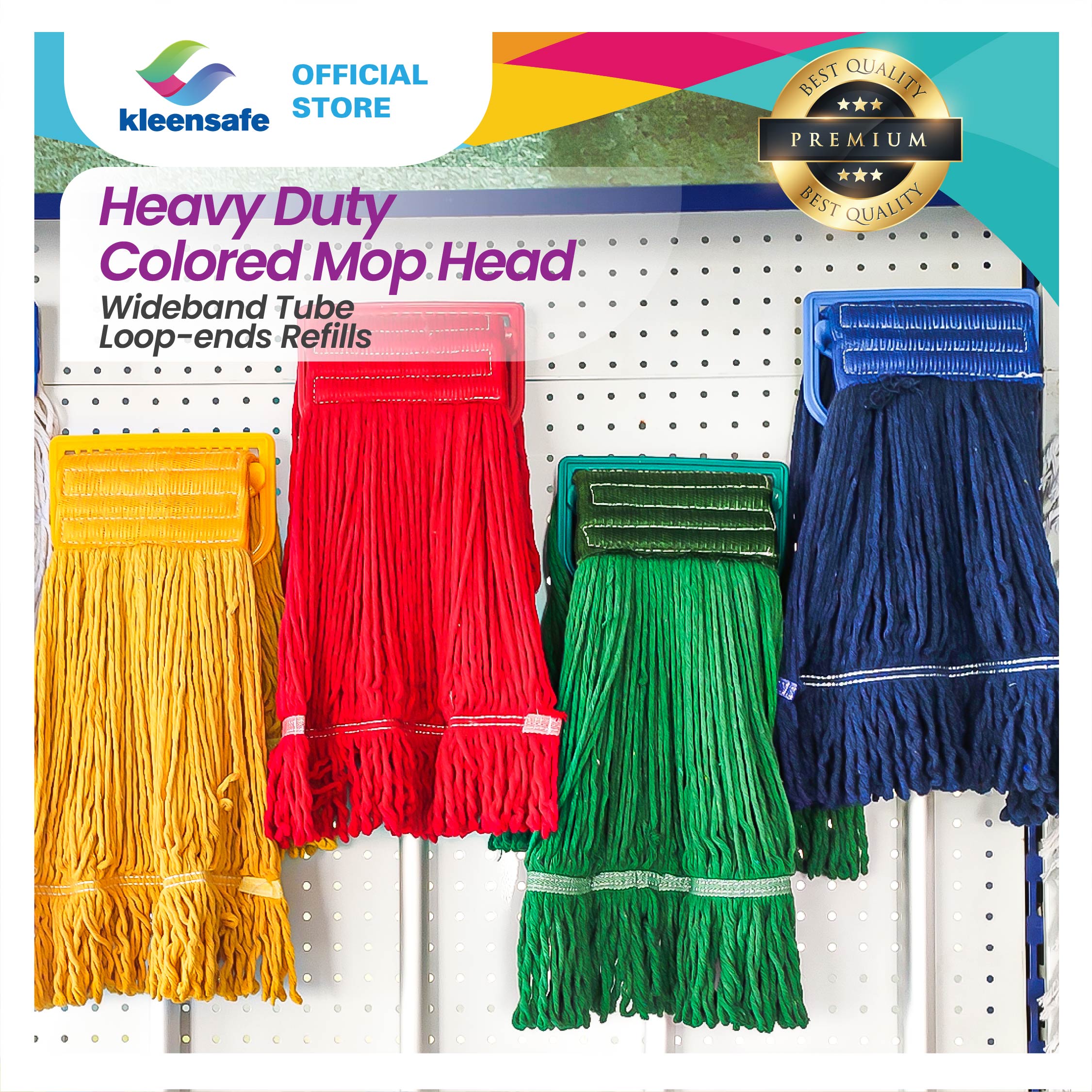 Kleensafe Mop Head 450g Colored Wideband Tube Loopends Mop Head
