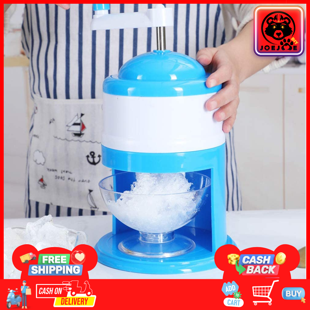 Joejoe Manual Hand Ice Crusher, Blue Portable Rollers Ice Shredder