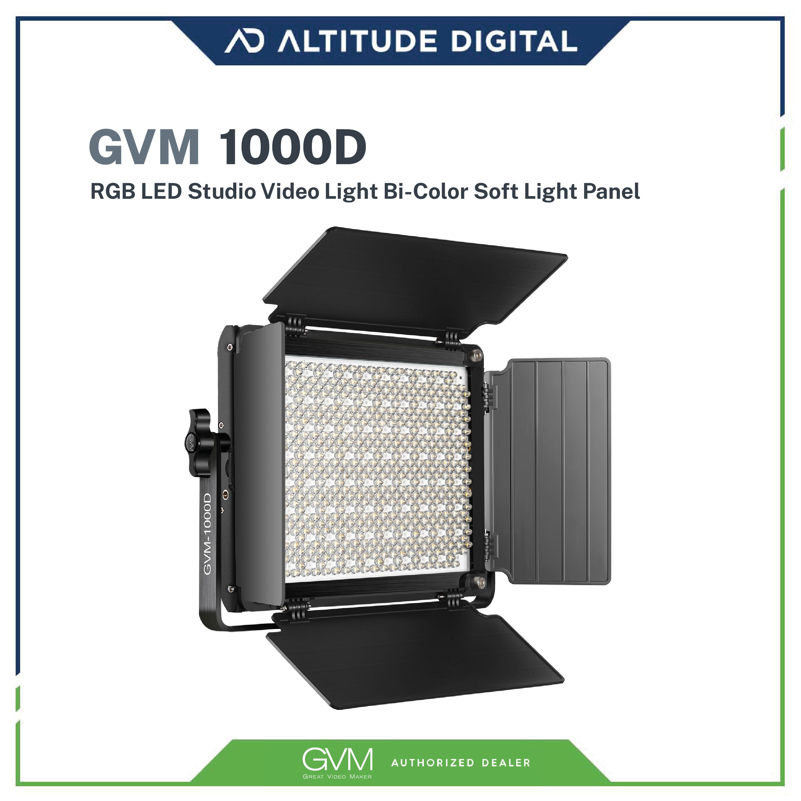 gvm rgb led studio video bi color soft 1200d