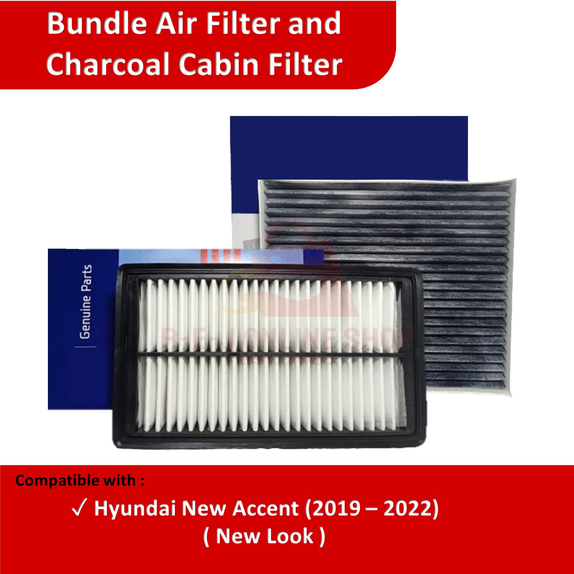 Bundle Air Filter and Charcoal Cabin Filter for Hyundai New Accent