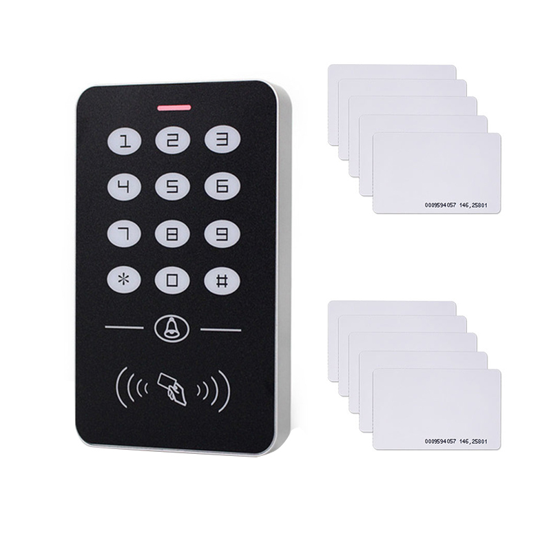 DC12V Electronic Access Control Keypad RFID Card Reader Access Controller with Door Bell Backlight for Door Security Lock System(A1Access Controller + 10 Access Cards)