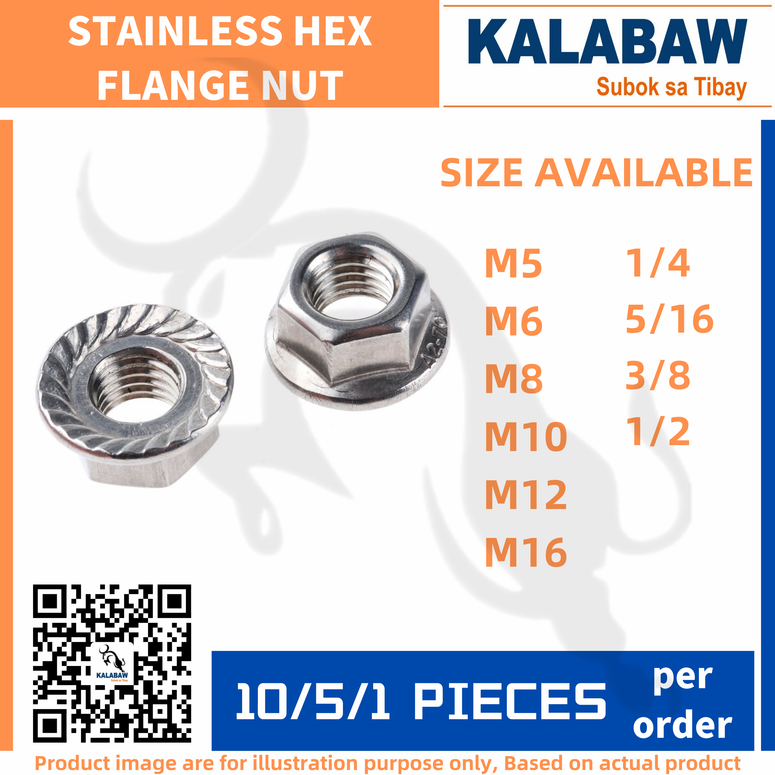 Stainless Steel 304 Hex Flange Nut Hexagonal Flange Nut M5 to M16