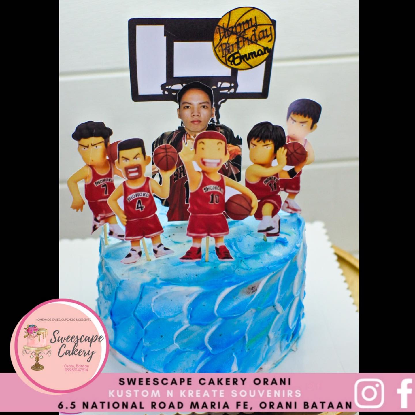 Personalized Basketball Male Slam Dunk Birthday Cake Topper 