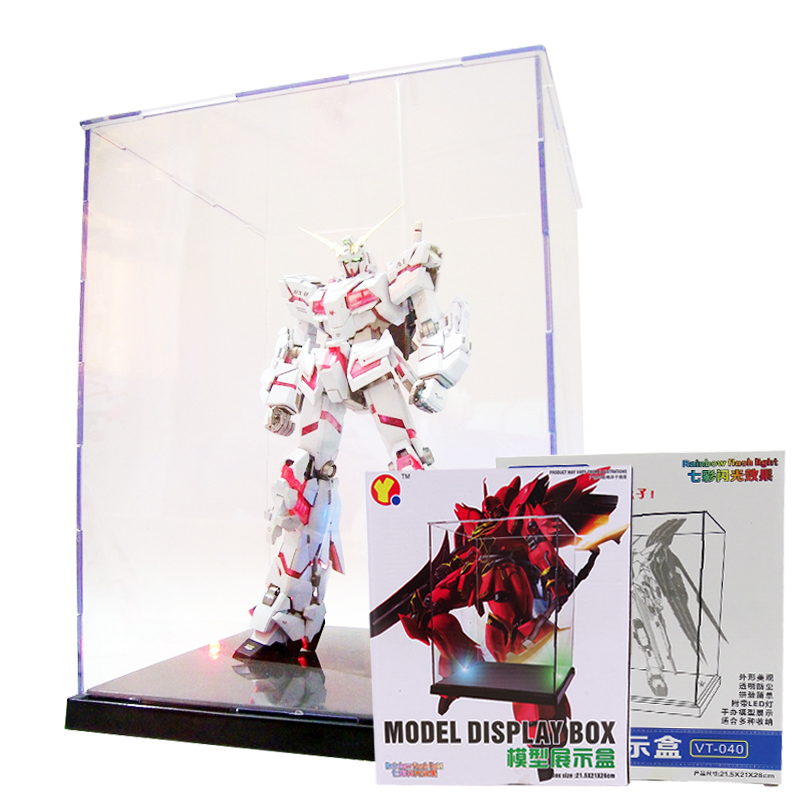 Gundam model MG display box lamp colorful showcase large acrylic dust box cover transparent box