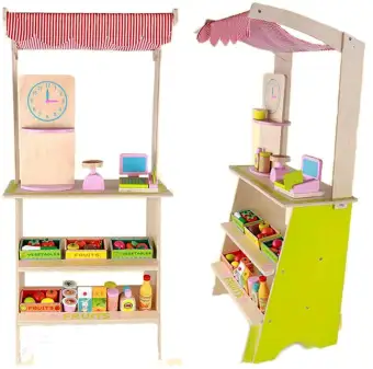 wooden supermarket playset