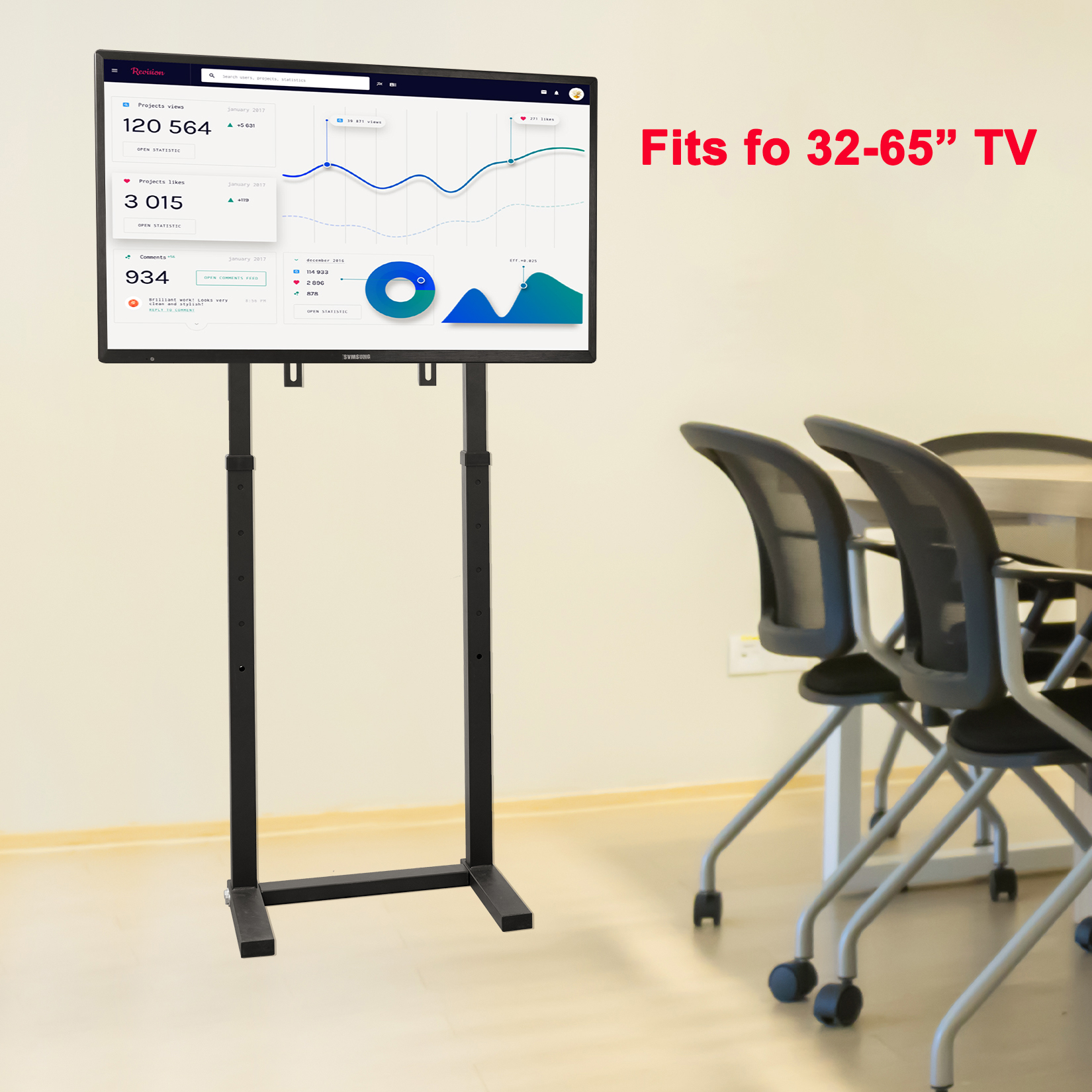 Mobile TV Stand TV Cart Floor Stand with Mount for 3265 inch TV LCD