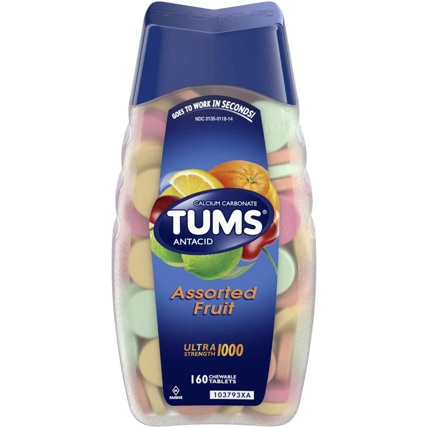 Tums UltraStrength 1000 Assorted Fruit Antacid Chewable Tablets (160