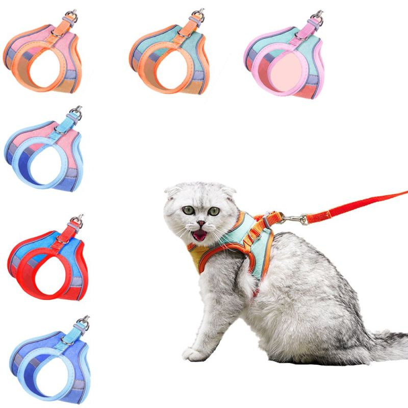 RUMI Với dây đeo phản quang Dành cho mèo con, thỏ Vest Harness Chống rò rỉ Mềm Thoáng khí Cat Harness Pets Vest Cat Collar Phụ kiện cho mèo