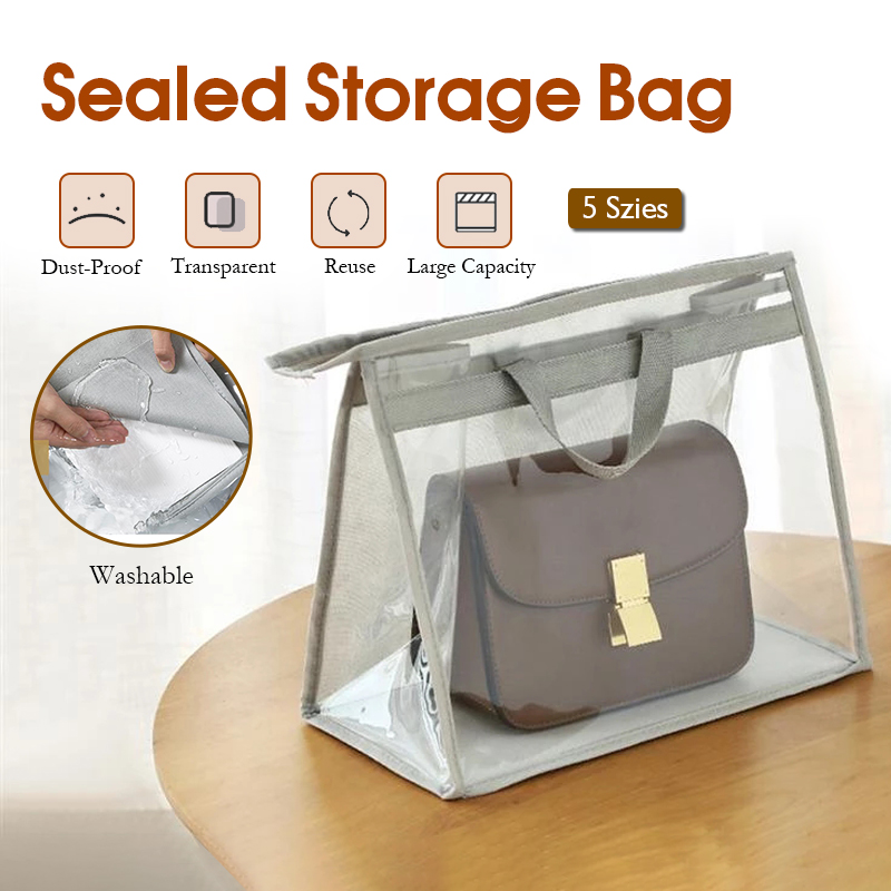 Dust-Proof Handbag Storage Bag Transparent Hanging Cover with Zipper High  Capacity Storage Bags Organizer