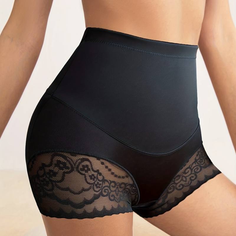 Contrast Lace High Waisted Shapewear Boyshorts